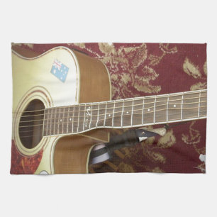 Beautiful Lovely Vintage Guitar on African Motif Tea Towel