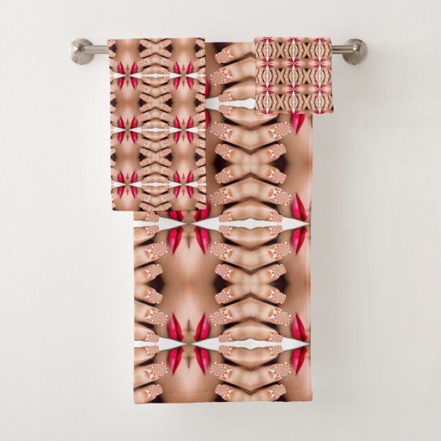 Beautiful Lovely XOXO Text l Print Vector Design Bath Towel Set (Insitu)