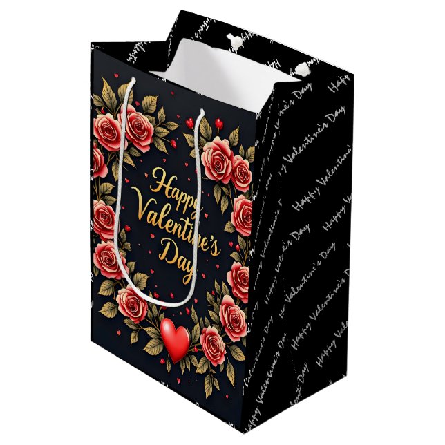 Beautiful Luxury Floral Love Modern Collection Medium Gift Bag (Front Angled)