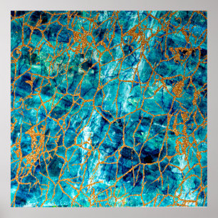 Beautiful luxury texture of blue marble with gold. poster