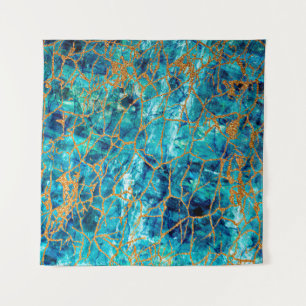 Beautiful luxury texture of blue marble with gold. tapestry
