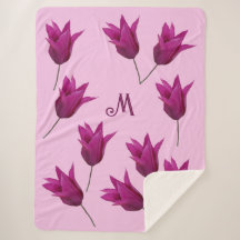 Beautiful M monogram pretty pink tulips floral