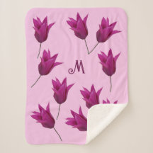 Beautiful M monogram pretty pink tulips floral