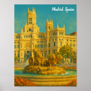 Beautiful Madrid Spain Vintage Travel Art Poster