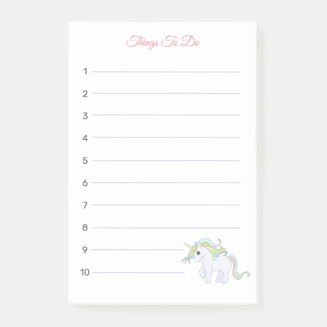 Beautiful Magic Unicorn Things To Do Post-it Notes (Front)