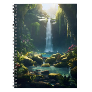 Beautiful Magical Enchanted Forest Waterfall Notebook