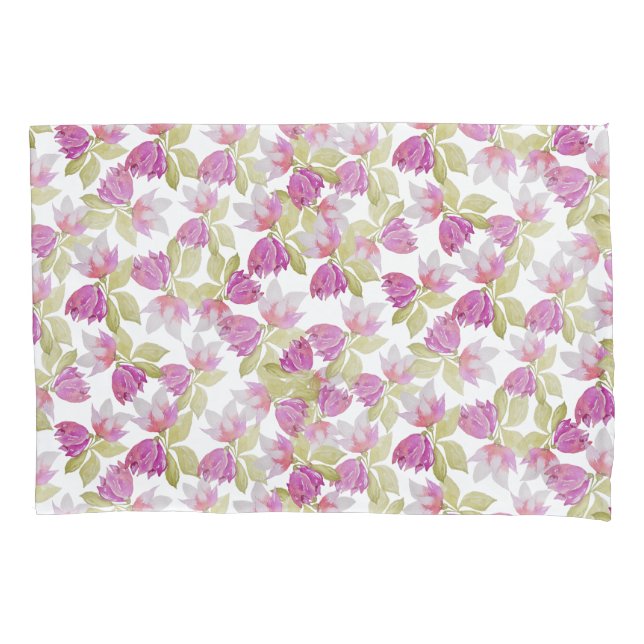 Beautiful Magnolia Flower Watercolor Art Pillowcase (Front)