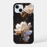 Beautiful Magnolia Flowers On Black Background