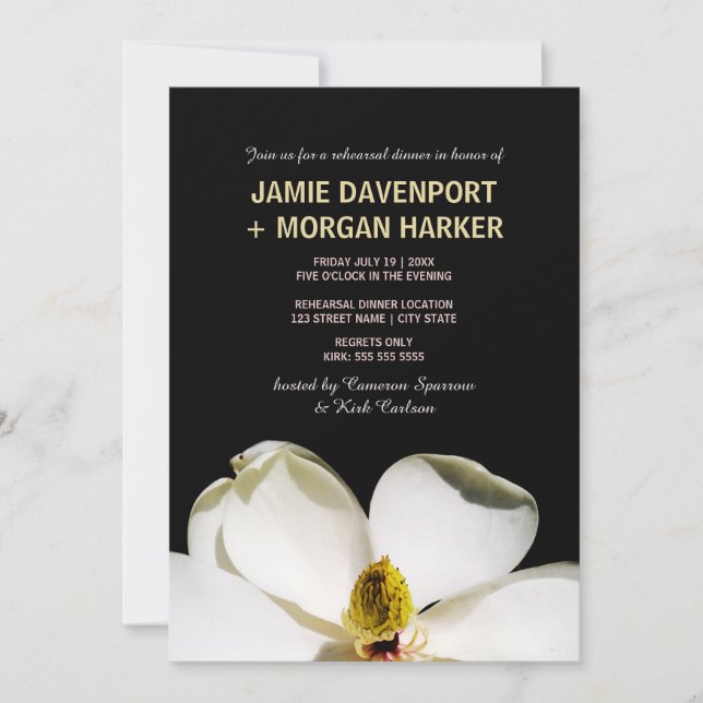 Beautiful Magnolia Rehearsal Dinner Invite (Front)