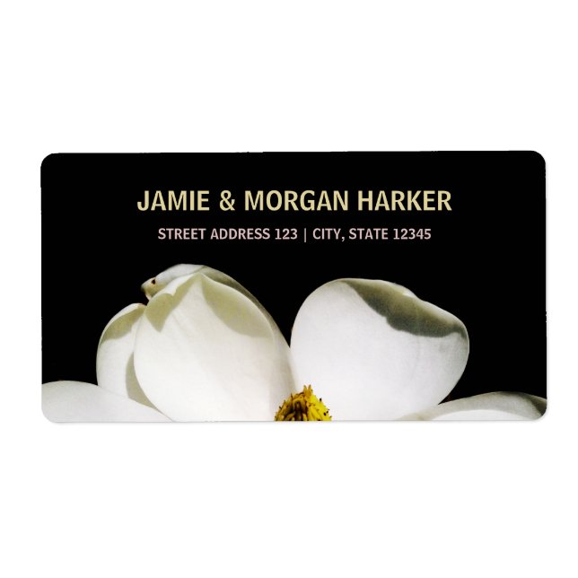 Beautiful Magnolia Wedding Address Label (Front)