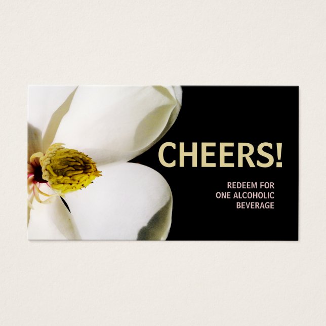 Beautiful Magnolia Wedding Drink Ticket (Front)