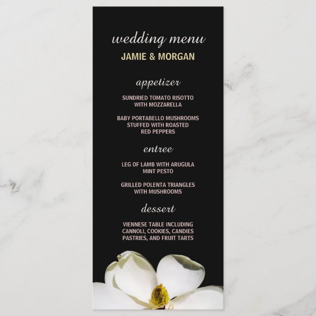 Beautiful Magnolia Wedding Menu (Front)