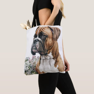 BEAUTIFUL MAJESTIC BROWN & WHITE BOXER DOG TOTE BAG