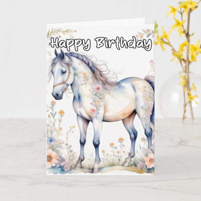Beautiful Majestic Horse Card (Yellow Flower)