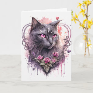 Beautiful Majestic Kitty Cat Witch   Halloween Card