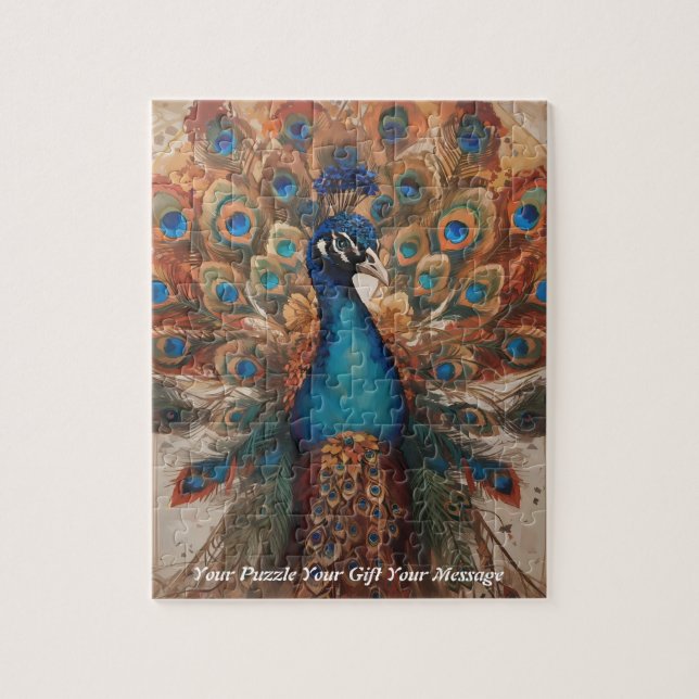Beautiful Majestic Splendour: The Boho Peacock Jigsaw Puzzle (Vertical)