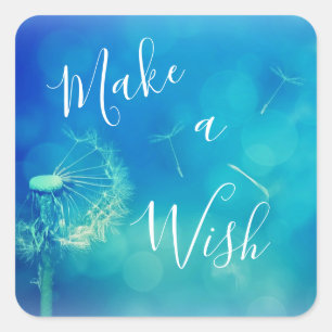 Beautiful Make a Wish Lucky Dandelion Blue Sticker