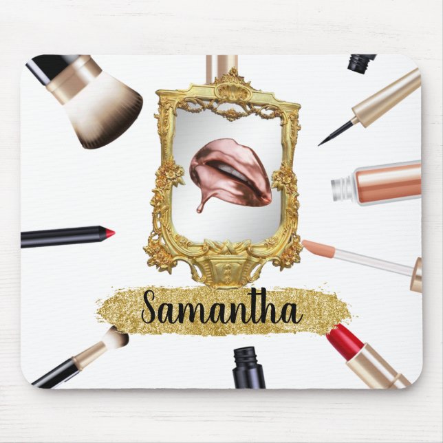 Beautiful Makeup Beauty Elegant Chic Custom Mouse Mat (Front)