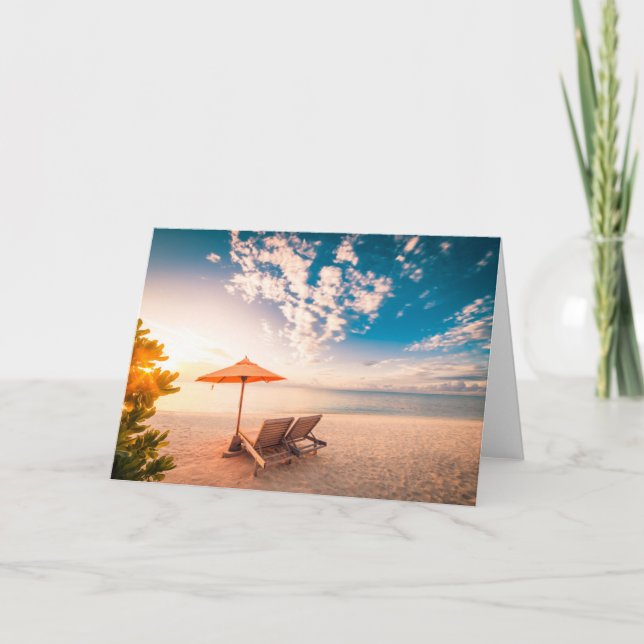 Beautiful Maldives Beach Sunset Card (Front)