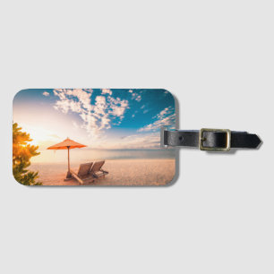 Beautiful Maldives Beach Sunset Luggage Tag