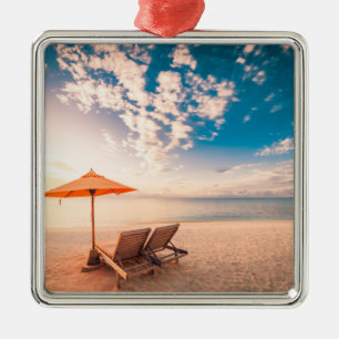 Beautiful Maldives Beach Sunset Metal Tree Decoration