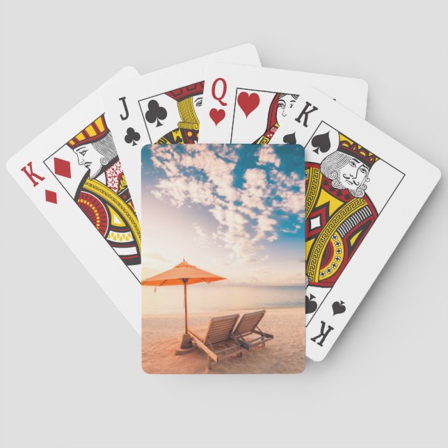 Beautiful Maldives Beach Sunset Playing Cards (Back)