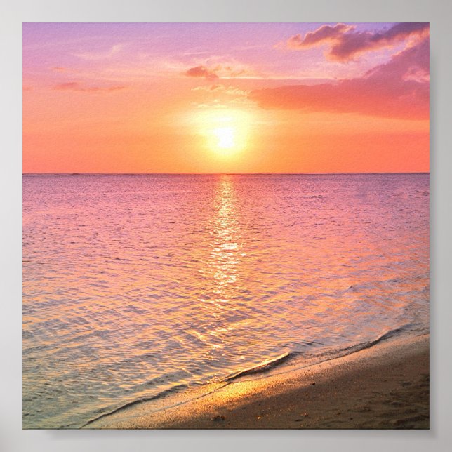 Beautiful Maldives Beach Sunset Poster (Front)