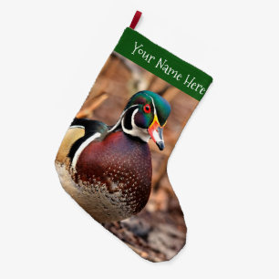 Beautiful Male Wood Duck in the Woods Large Christmas Stocking