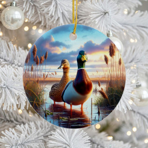 Beautiful Mallard Ducks Keepsake Ceramic Tree Decoration