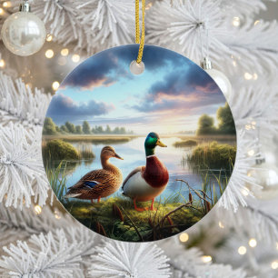 Beautiful Mallard Ducks Keepsake Ceramic Tree Decoration