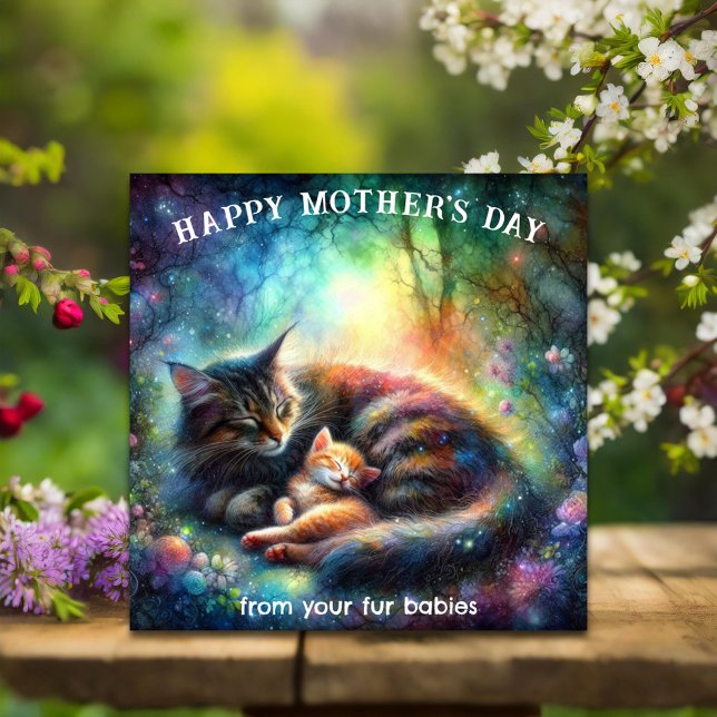 Beautiful Mama Cat Watercolor Garden Mother's Day  Card (Creator Uploaded)