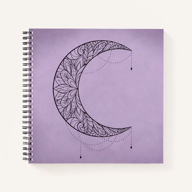 Beautiful Mandala Crescent Moon Design Pattern Notebook (Front)