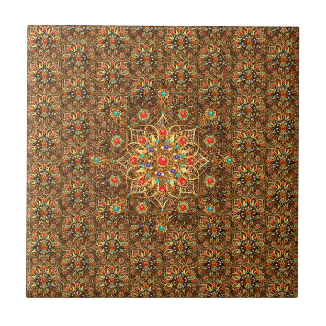Beautiful Mandala Flower Art Tile (Front)