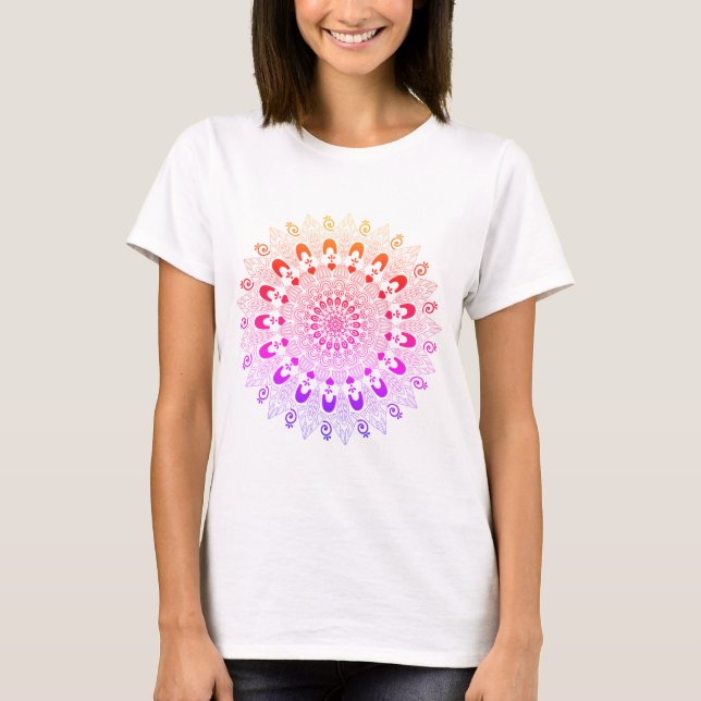 Beautiful Mandala Flower Colourful Ombre Design  T-Shirt (Front)