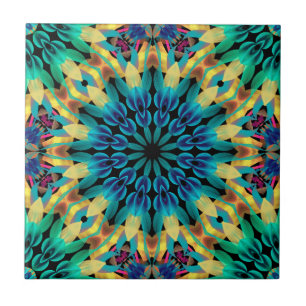 Beautiful Mandala in Blue and Lime Electronics Bag Tile