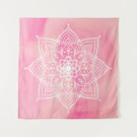 Beautiful Mandala on pink background  Tapestry