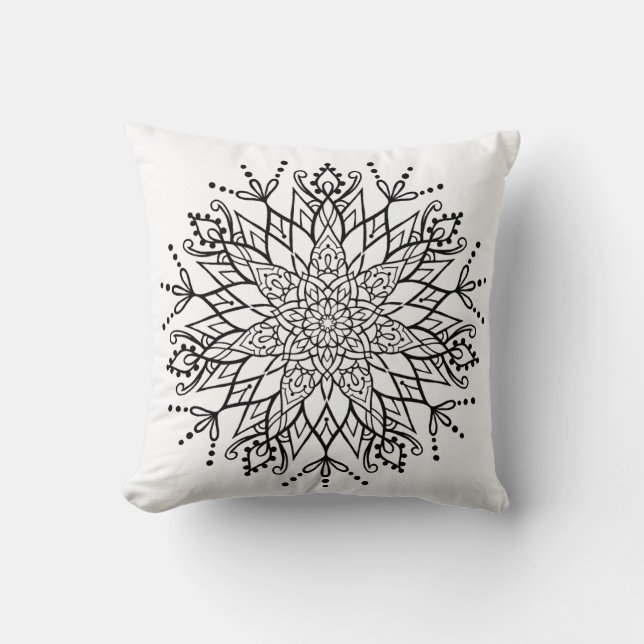 Beautiful Mandala Pillow yoga tattoo meditation (Front)