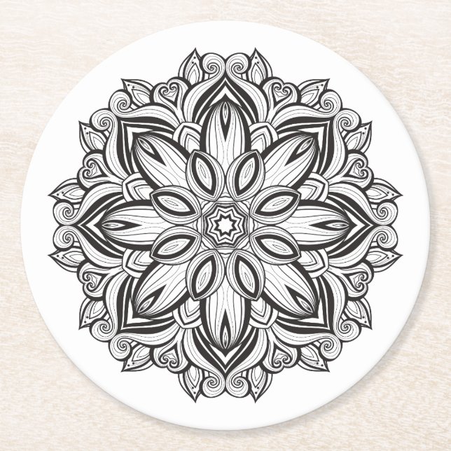 Beautiful Mandala Round Paper Coaster (Front)