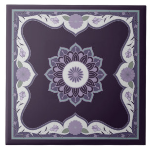 Beautiful mandala scroll design tile