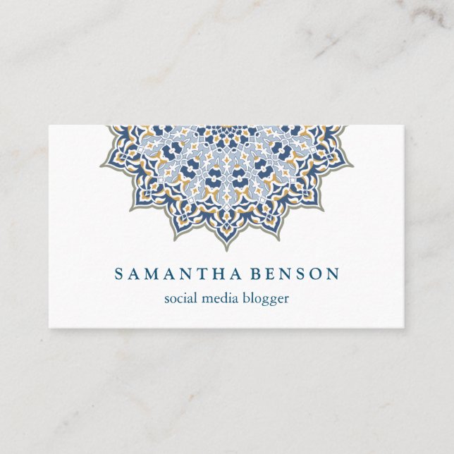 Beautiful Mandala Social Media Blogger Business Card (Front)