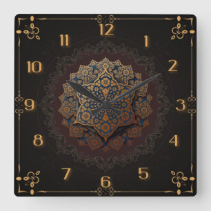 Beautiful mandala square wall clock