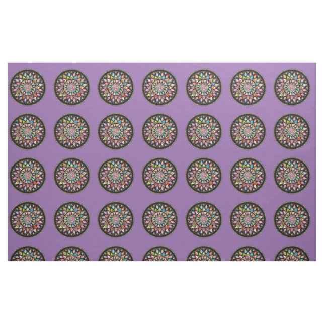 Beautiful mandalas on purple background fabric (Fat Quarter)