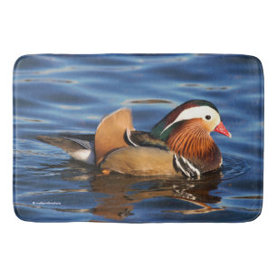 Beautiful Mandarin Duck in the Pond Bath Mat