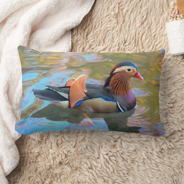 Beautiful Mandarin Duck in the Pond Lumbar Cushion (Blanket)