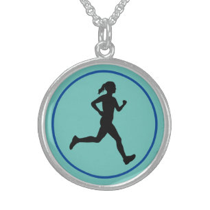 Beautiful Marathon Runner, Running Woman Sterling Silver Necklace