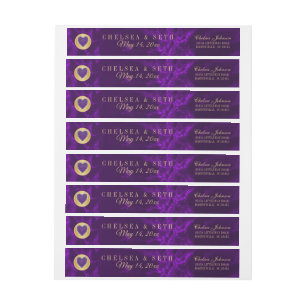 Beautiful Marble Purple and Gold Design Wrap Around Label