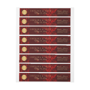 Beautiful Marble Red and Gold Wrap Around Label