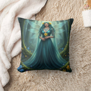 Beautiful March Aquamarine Fairy Cushion