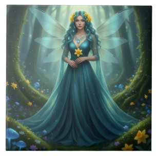 Beautiful March Aquamarine Fairy Tile