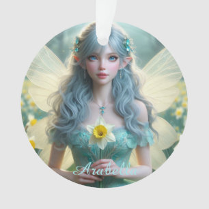 Beautiful March Fairy in Daffodils Ornament